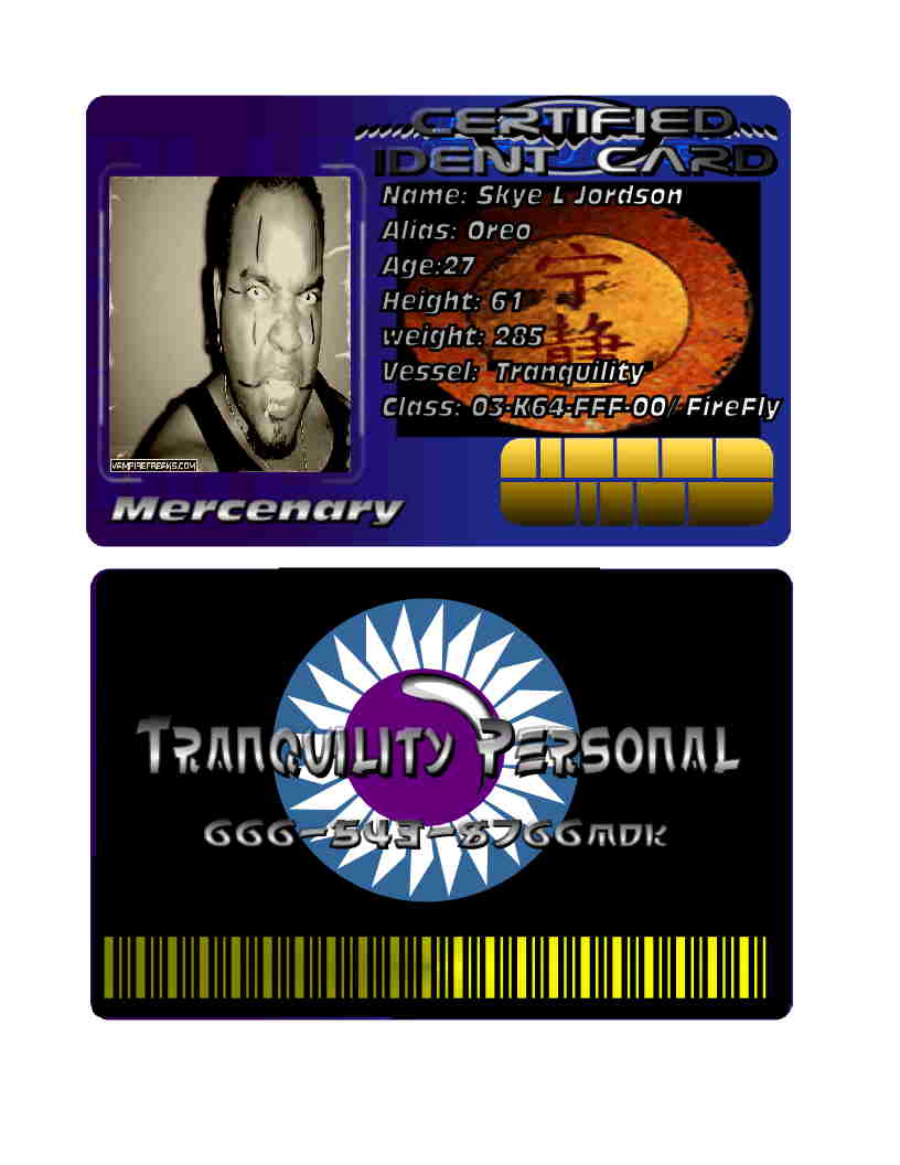 Ident card-Oreo-VFF Firefly "Tranquility"