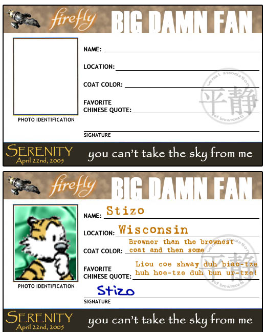 Firefly Fan ID Card