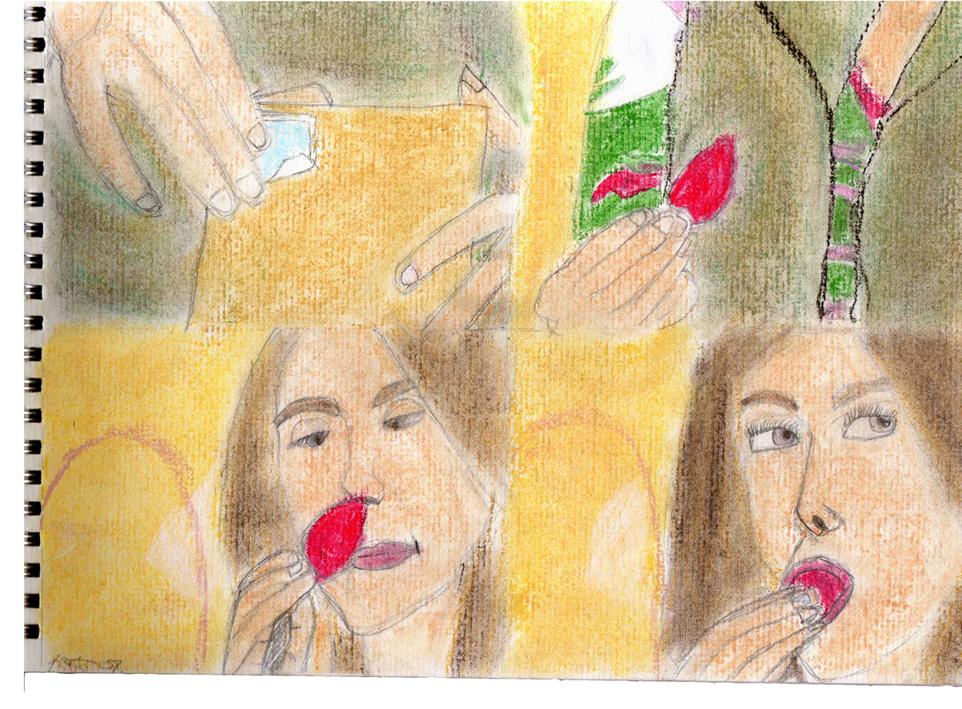 Kaylee eating a strawberry