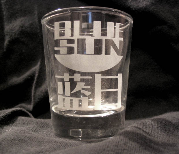 blue sun shot glass