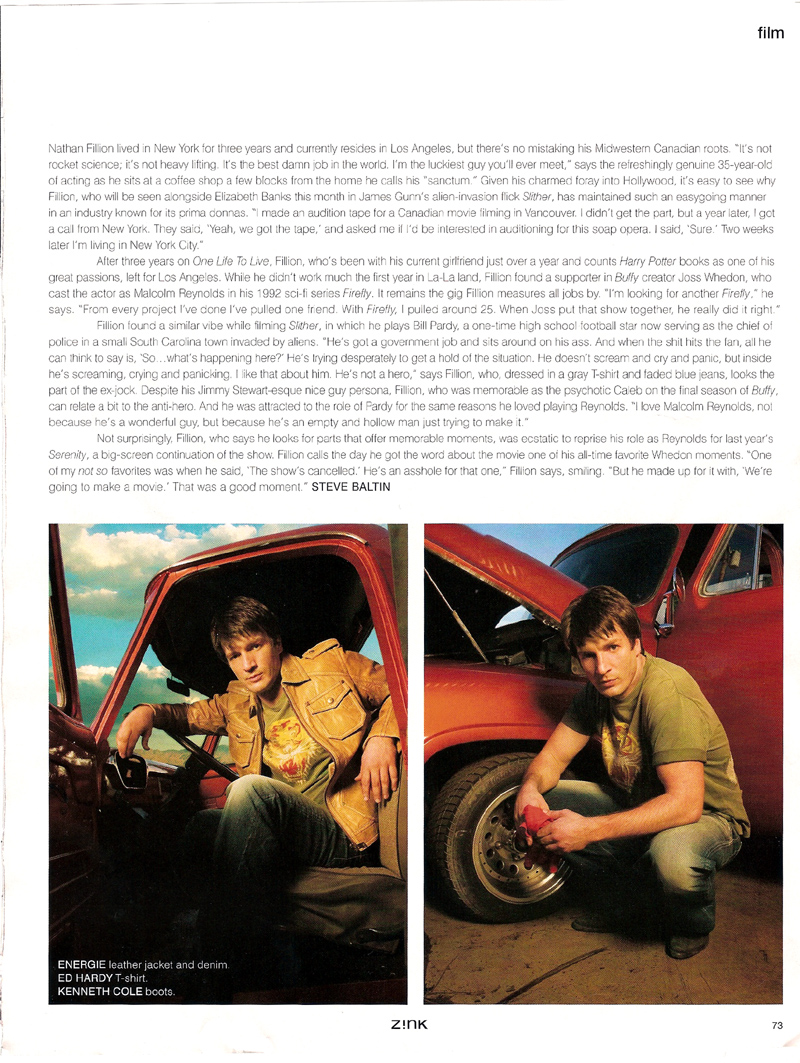 Nathan Fillion in Zink (magazine) 2nd image