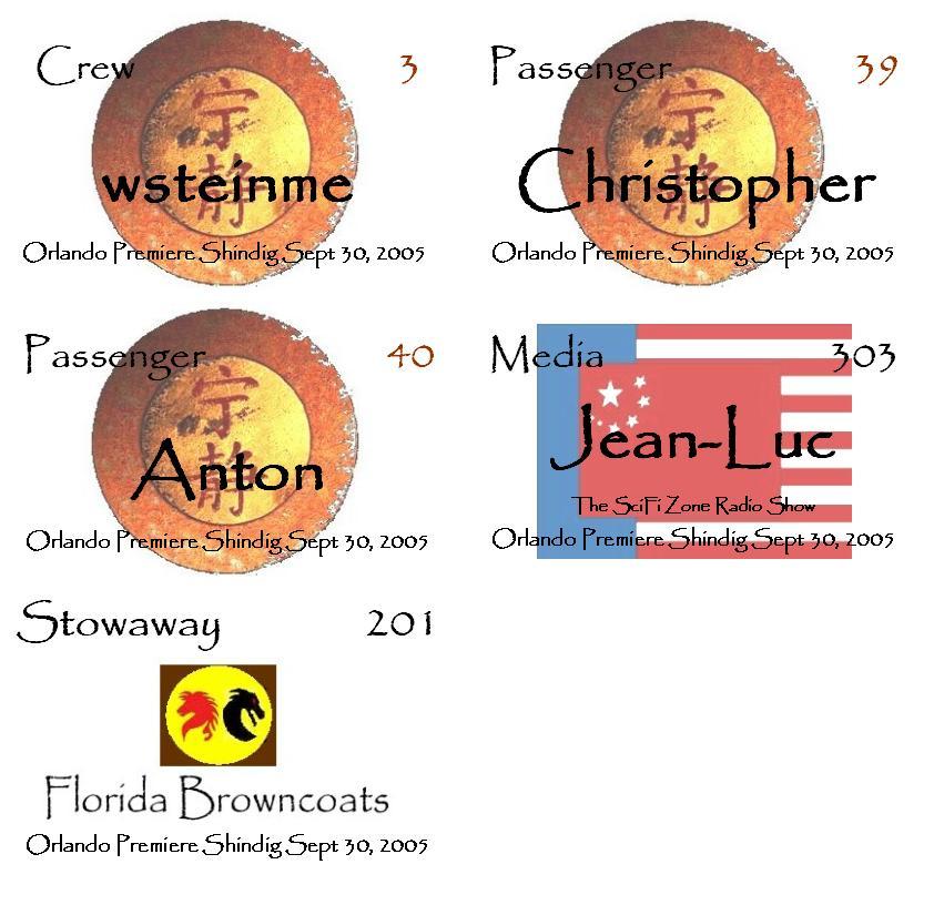 Orlando Premiere Shindig - Badge Test Sheet