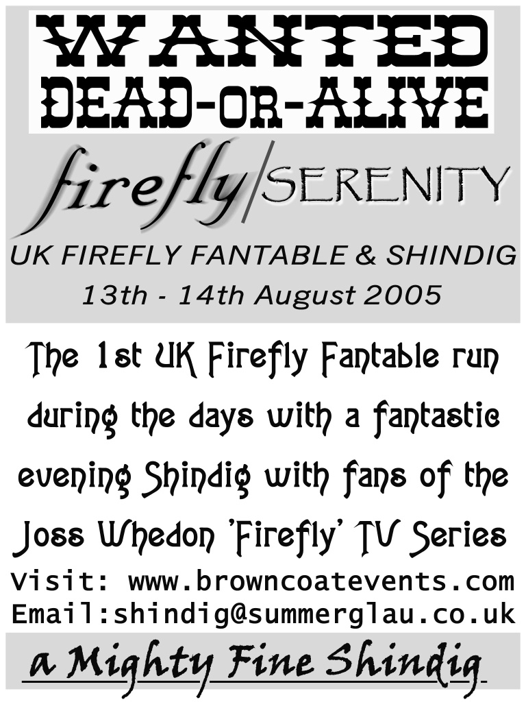 Memorabelia UK Fantable & SHINDIG Flyer (Front)