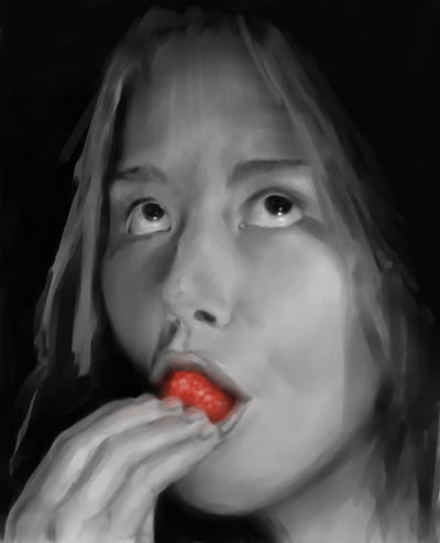 kaylee eating a strawberry
