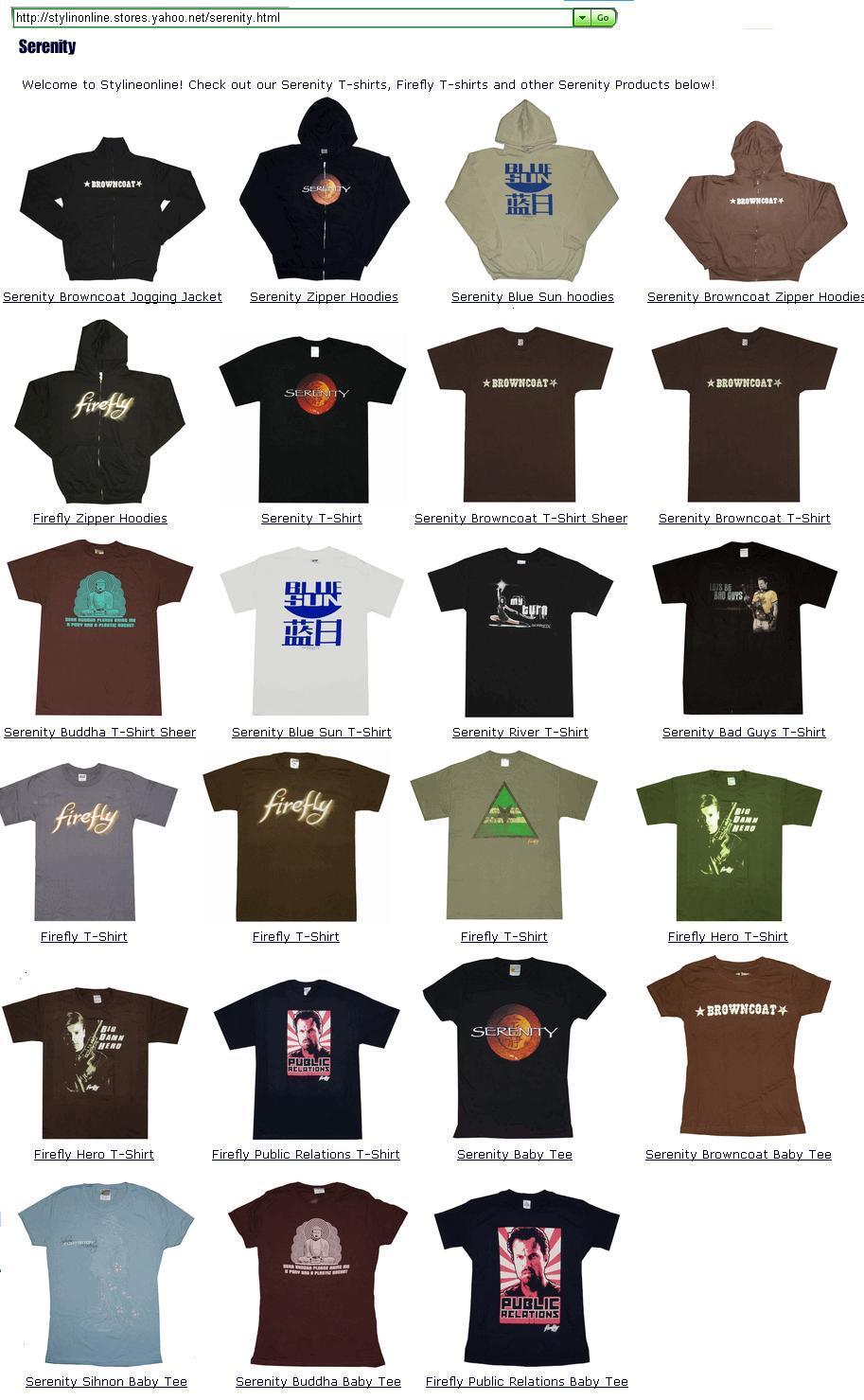 23 Official Serernity and Firefly shirts at stylinonline