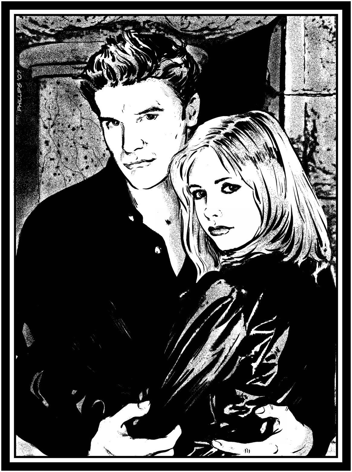Buffy and Angel in B/W