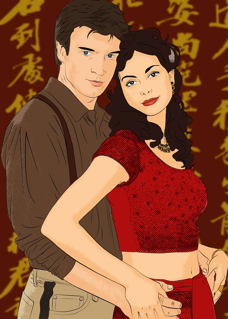 Inara and Mal in Roy Lichtenstein style Pop Art
