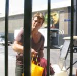 Giving Nathan a present for the cast!