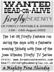 Memorabelia UK Fantable & SHINDIG Flyer (Front)