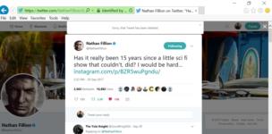 Nathan Fillion tweet Firefly 15 years September 20, 2017